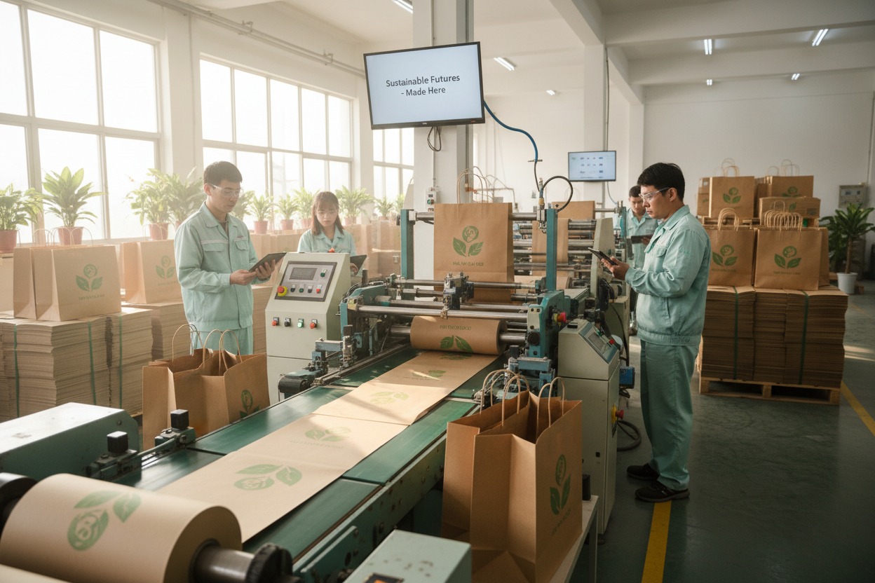 video mini usine de production de sac papier biodegradable 